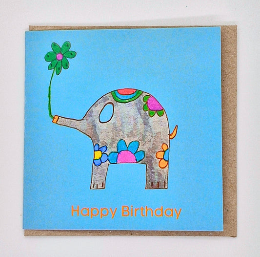 Blue Elephant - Happy Birthday