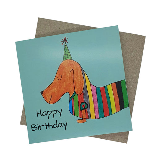 Happy Birthday Rainbow Dog - Card