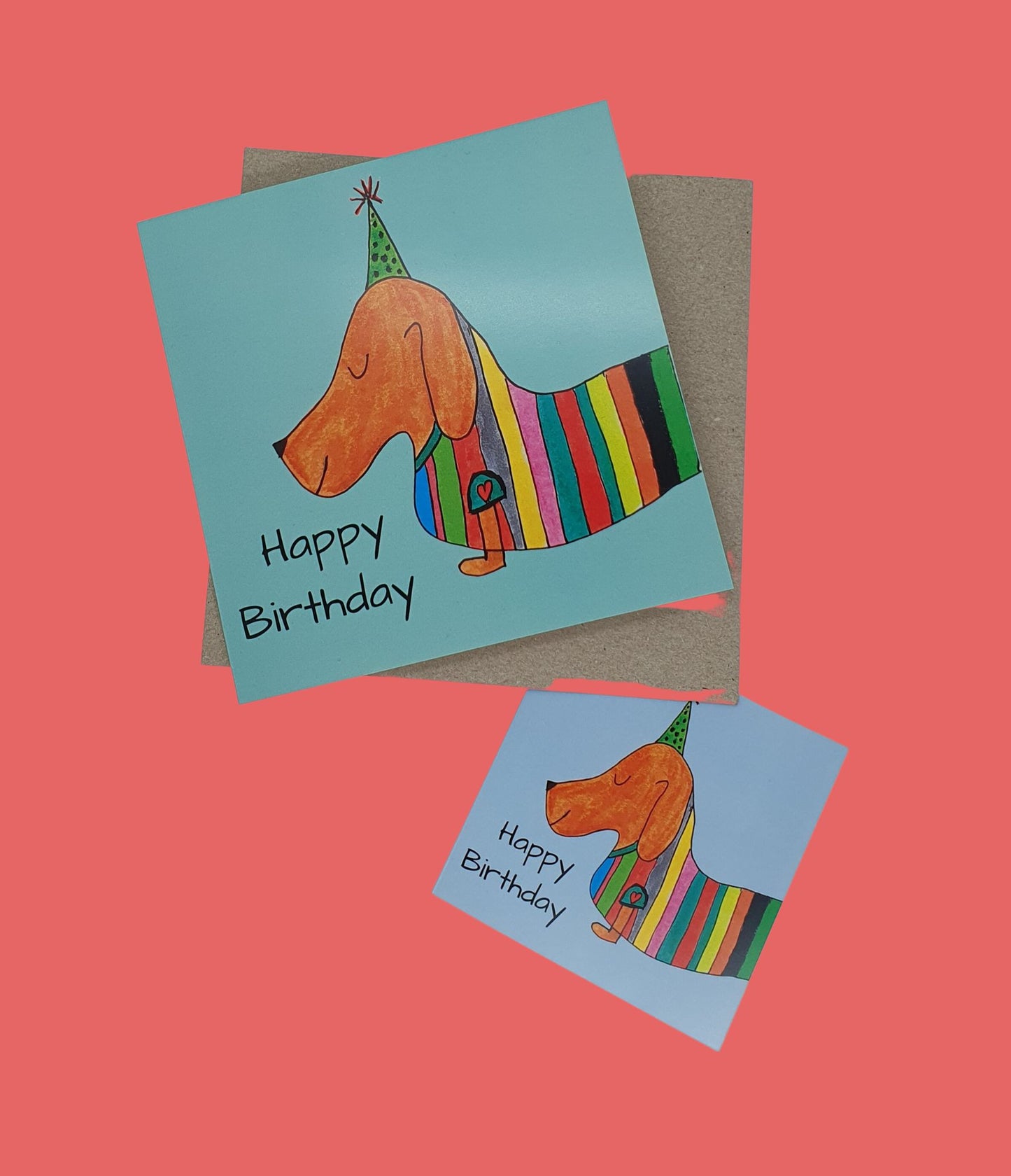 Happy Birthday Rainbow Dog - Card