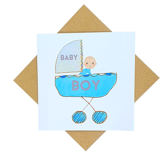 Card - Baby Boy in Pram