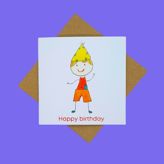 Boy with Party Hat - Card