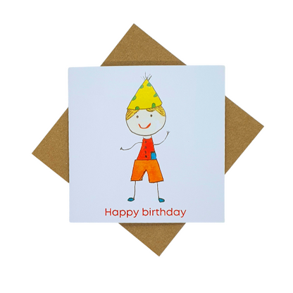 Boy with Party Hat - Card