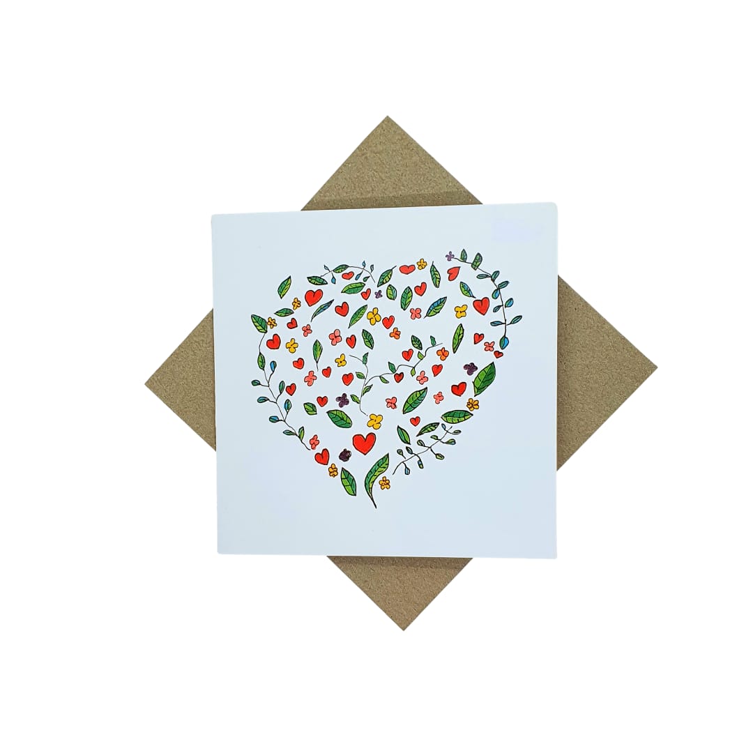 Blank Greeting Card - Floral Heart